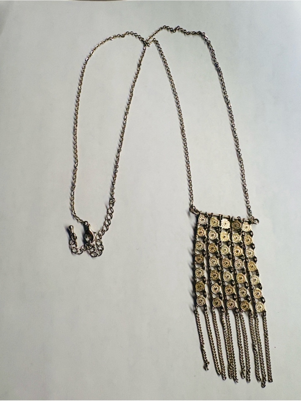 Silver-Tone Fringe Pendant Necklace - Silver